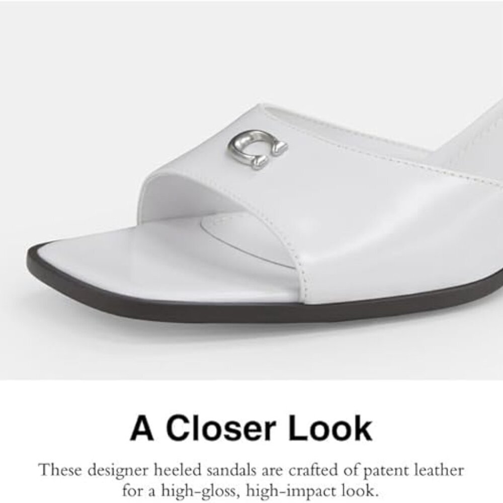 Coach Women's Sculpted C Block Heel Sandal Heeled, Optic White, 9.5 - Picture 3 of 5